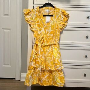 Super cute summer yellow and white cotton dress from Avara